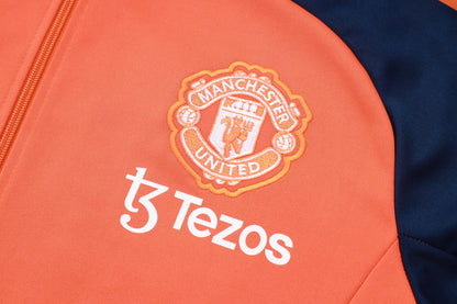 2024/25 Manchester United Presentation Orange/Navy Kids Tracksuit