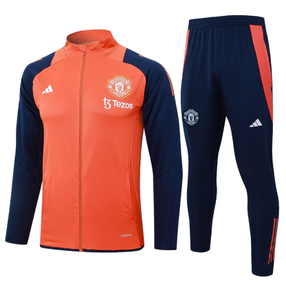 2024/25 Manchester United Presentation Orange/Navy Kids Tracksuit