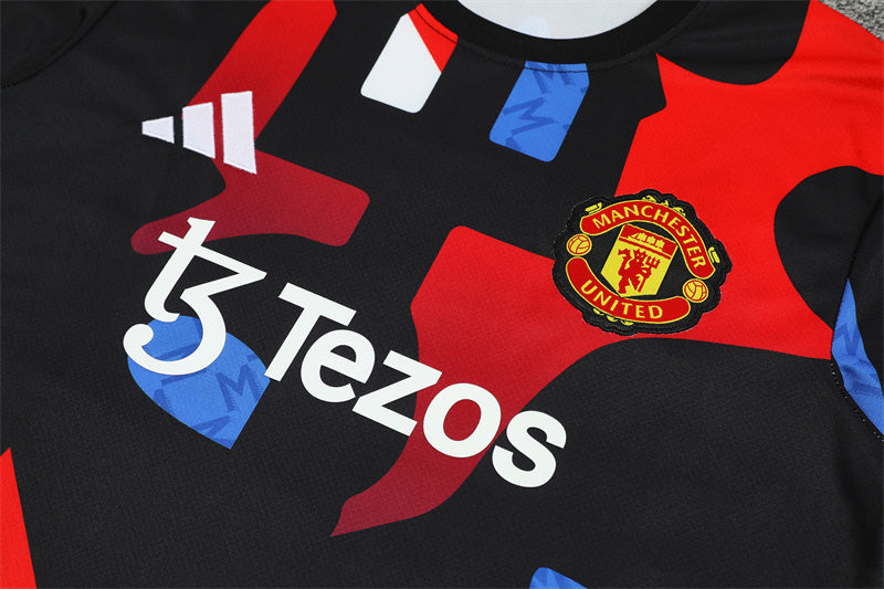 2024/25 Manchester United Prematch Black Kids Kit