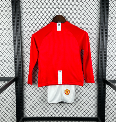 Manchester United 2007-08 Home long Sleeve Kids Kit - Retro