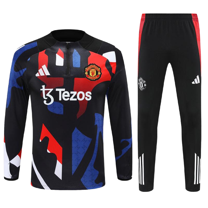 2024/25 Manchester United Prematch Black Adults Tracksuit - 1/2 Zip